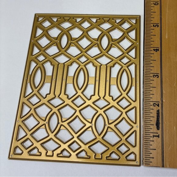 Anna Griffin Teilage Lattice Gate Metal Cutting Dies Gold Intricate Design Craft - Picture 6 of 12